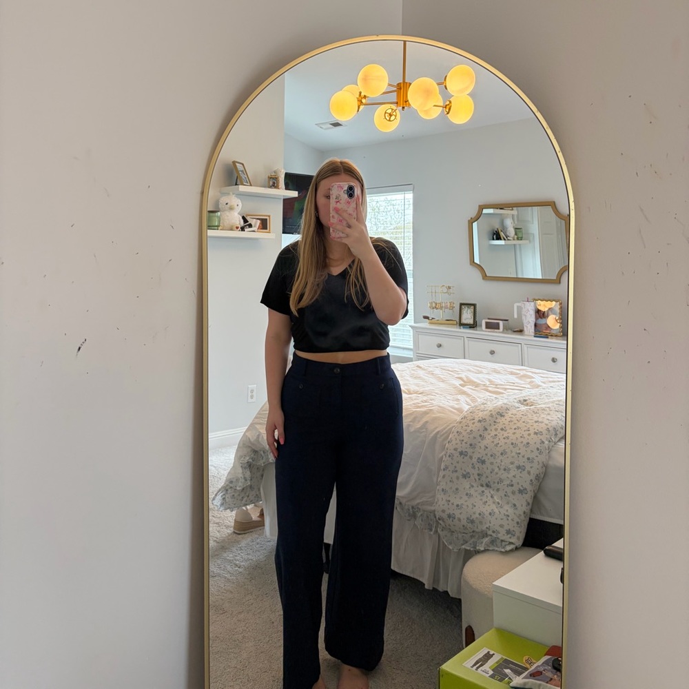 LOFT Navy The Palmer Wide Leg Pants
